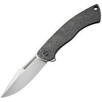 WE 240033 Essential Knight Satin Clip Point Framelock Knife Gray Titanium Handles