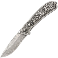 Browning 0580B Grand Pass Damascus Drop Point Linerlock Knife Stainless Handles