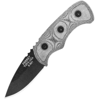 TOPS FBHP01 Ferret Fixed Black Traction Coated Blade Knife with Black Linen Micarta Handles