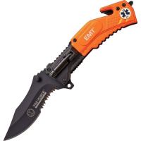 Tac Force 874EM Rescue EMT Assisted Opening Part Serrated Linerlock Folding Pocket Knife