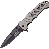 MTech A874GY Gray Assisted Opening Part Serrated Linerlock Folding Pocket Knife