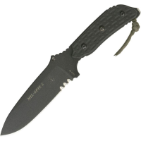 TOPS MIL05 Mil-SPIE Fixed Black Traction Coating Blade Knife with Black Linen Micarta Handles
