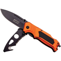 MTech A914OR Dual Blade Orange Assisted Opening Serrated Drop Point Linerlock Folding Pocket Knife