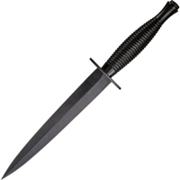 IXL Wostenholm 180BLS Commando Dagger Fixed Black Finish Stainless Blade Knife with Grooved Black Cast Metal Handle