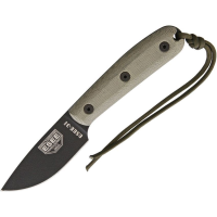 ESEE 3HM Model 3 Fixed Blade Knife Modified Green Canvas Handle Leather Sheath