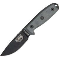 ESEE 3PBMB Model 3 Standard Edge Fixed Blade Knife with Black Linen Micarta Handles