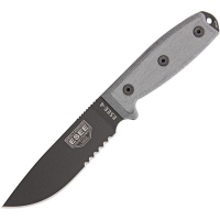 ESEE 4SMBB Model 4 Stainless Fixed Drop Point Blade Knife with Black Linen Micarta Handle