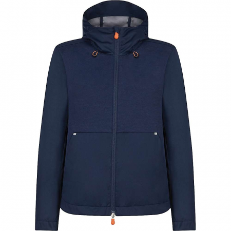 Save The Duck Womens Hooded Lightweight Mid-length Jacket - Navy Blue