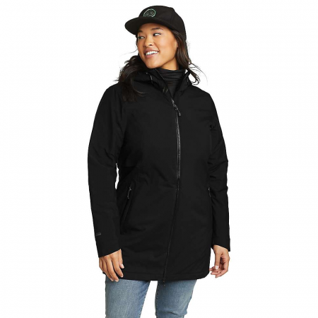 Eddie Bauer Women's Cloud Cap Stretch Insulated Trench - Black