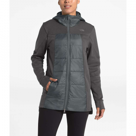 The North Face Women's Motivation Hybrid Long Jacket - Asphalt Grey / TNF Dark Grey Heather