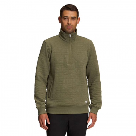 The North Face Men's Long Peak Quilted 1/2 Zip Jacket - Burnt Olive Green Heather