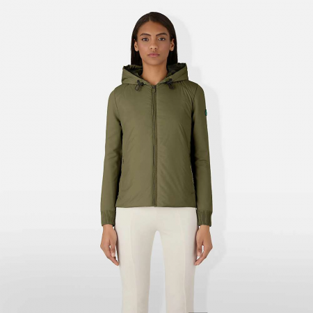 Save The Duck Women's Adhara Hybrid Knit Hood Jacket - Dusty Olive