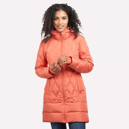 Moosejaw Women's Hooded Mid-Length Down Jacket - Flamingo