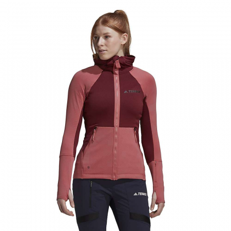 Adidas Women's Terrex Tech Flooce Hooded Jacket - Shadow Red / Wonder Red