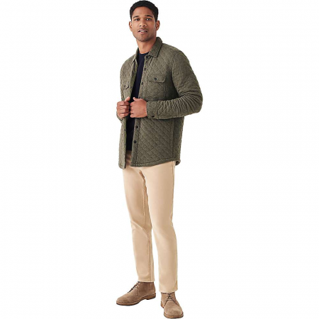 Faherty Men's Epic Quilted Fleece CPO Jacket - Olive Melange