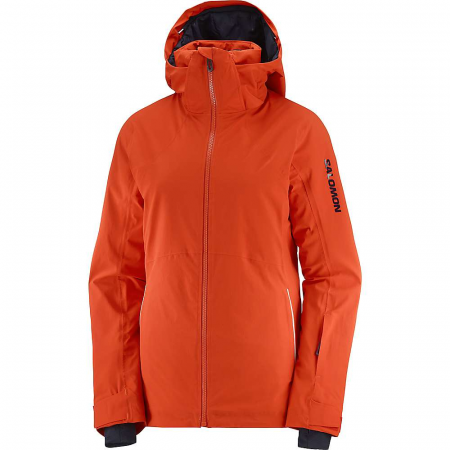 Salomon Women's Brilliant Jacket - Fiery Red / Night Sky / White