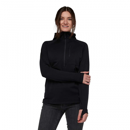 Black Diamond Women's Coefficient 1/4 Zip Fleece Hoody - Black