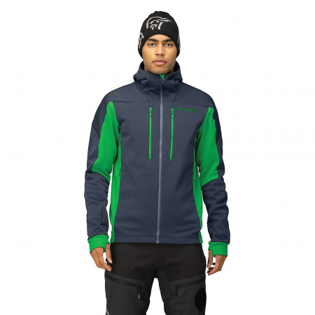 Norrona Men's Trollveggen Powerstretch Pro Zip Hoodie - Cool Black / Classic Green