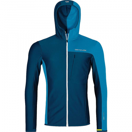 Ortovox Men's Fleece Light Grid Hooded Jacket - Petrol Blue