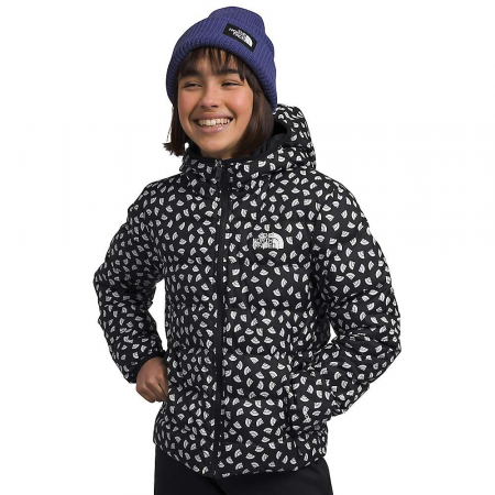 The North Face Girls' Reversible North Down Hooded Jacket - TNF Black / TNF Mini Toss Print