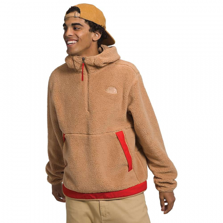 The North Face Men's Campshire Fleece Hoodie - Almond Butter / Fiery Red