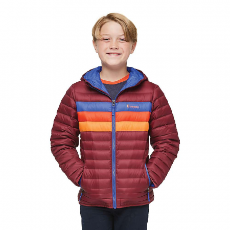 Cotopaxi Kids' Fuego Down Hooded Jacket - Burgundy Stripes