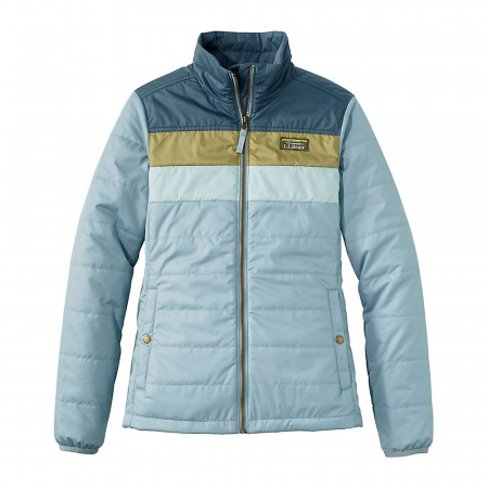 L.L.Bean Women's Mountain Classic Puffer Colorblock Jacket - Storm Blue / Steel Blue