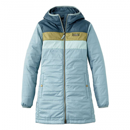 L.L.Bean Women's Classic Puffer Colorblock Coat - Storm Blue / Steel Blue