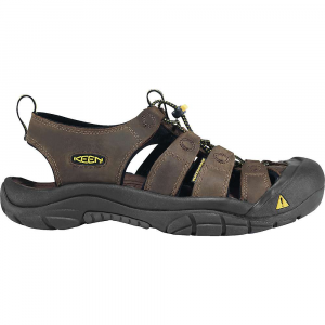 KEEN Men's Newport Leather Water Sandals with Toe Protection - 14 - Black / Steel Grey