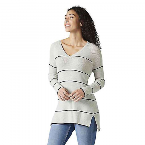 Smartwool Women’s Shadow Pine Pointelle Stripe Tunic Sweater – Large – Ash Heather