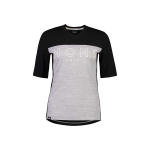 Mons Royale Women's Redwood Enduro VT Shirt - XS - Black/Grey Marl