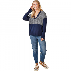 Carve Designs Women's Aurora Sweater - Large - Navy Mini Stripe