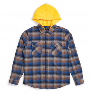 Brixton Men's Bowery Hood LS Flannel - Small - Navy / Gold