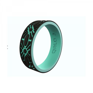 QALO Women's Strata Flora Ring - 5 - Black / Aqua