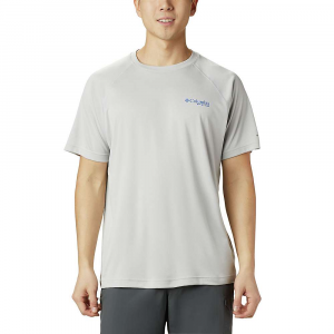 Columbia Men's Terminal Tackle Heather SS Shirt - Medium - Cool Grey Heather / Vivid Blue Logo
