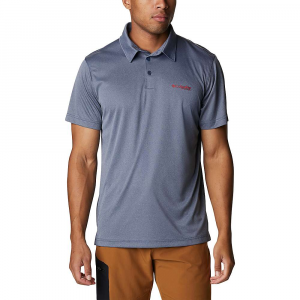Columbia Men's Terminal Tackle Heather Polo - Small - Carbon Heather / Red Spark Logo