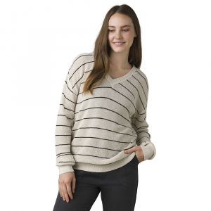 Prana Women's Milani V-Neck Sweater - Small - Oatmeal Stripe