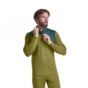 Ortovox Men's Fleece Light Zip Neck Pullover - Medium - Green Moss