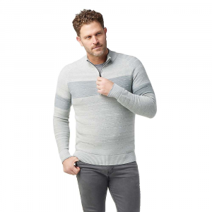 Smartwool Men's Ripple Ridge Stripe Half Zip Sweater - Large - Light Grey Heather / Natural