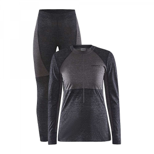 Craft Sportswear Women's Core Wool Mix Baselayer Set - Large - Black / Granite