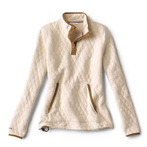 Orvis Women's Outdoor Quilted Snap Quarter Solid Sweatshirt - Small - Oatmeal