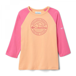 Columbia Youth Outdoor Elements 3/4 Sleeve Shirt - Small - Peach / Wild Geranium Pdx Graphic