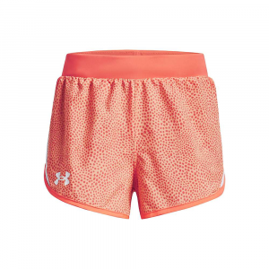 Under Armour Girls' Fly By Printed Short - Large - Orange Tropic / After Burn / White