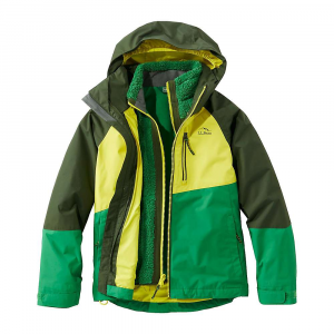 L.L.Bean Kids' Fleece Lined Colorblock 3-In-1 Jacket - Small 8 - Forest Shade / Lawn Green
