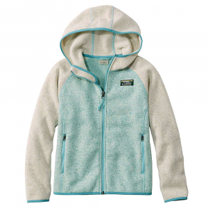 L.L.Bean Kids' Color Block Hooded Fleece Sweater - Medium 10-12 - Sailcloth / Light Mint