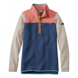 L.L.Bean Women's Quilted Mockneck Tunic Colorblock Sweatshirt - Small Regular - Vintage Indigo / Warm Coral
