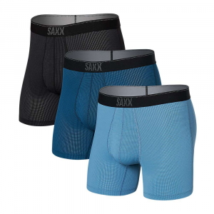 SAXX Men's Quest Quick Dry Mesh 5 Inch Boxer Brief - 3 Pack - XL - Slate / Anchor Teal / Black