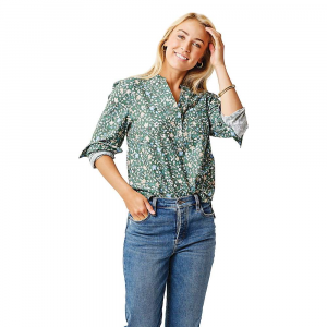 Carve Designs Women's Dylan Twill Shirt - Small - Cilantro Floral