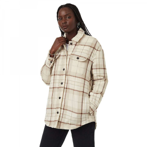 Tentree Women's Kapok Flannel Insulated Shacket - Small - Vintage White / Dark Taupe