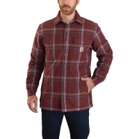 Carhartt Men's Relaxed Fit Flannel Sherpa-Lined Snap-Front Plaid Shirt - 4XL Regular - Dark Cedar